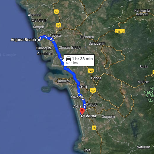 Anjuna to Varca Anjuna to Varca