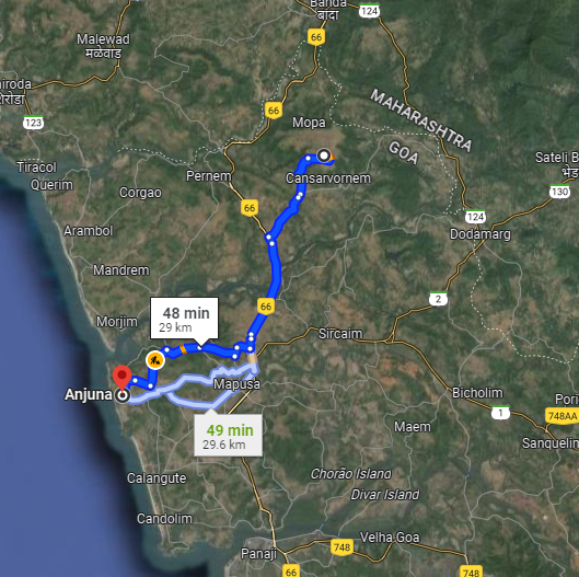 Anjuna to Mopa