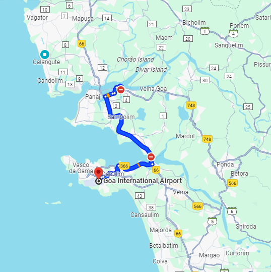 Raibander to Dabolim Airport Route Raibander to Dabolim Airport Route