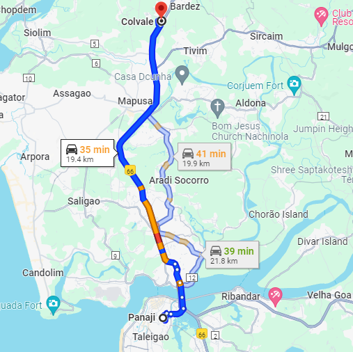 Panjim to Colvale Panjim to Colvale