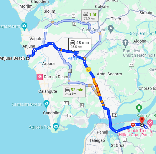 Anjuna to Raibander Anjuna to Raibander
