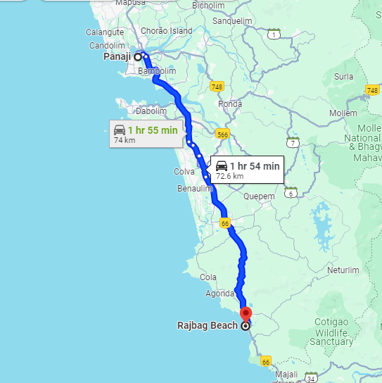 Panjim to Raj Bhag Panjim to Raj Bhag