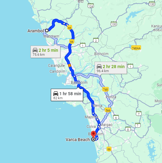 Arambol to Varca Arambol to Varca