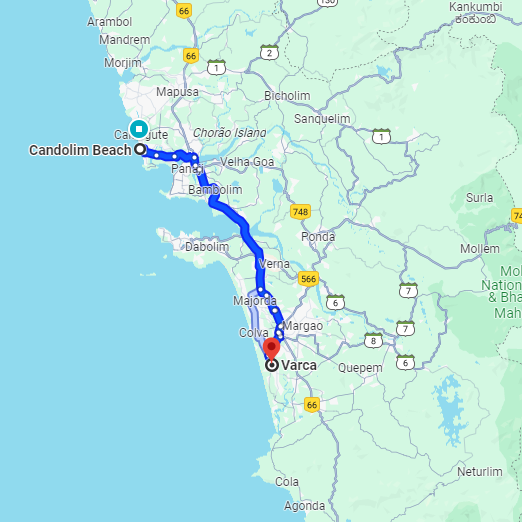 Candolim to Varca Route
