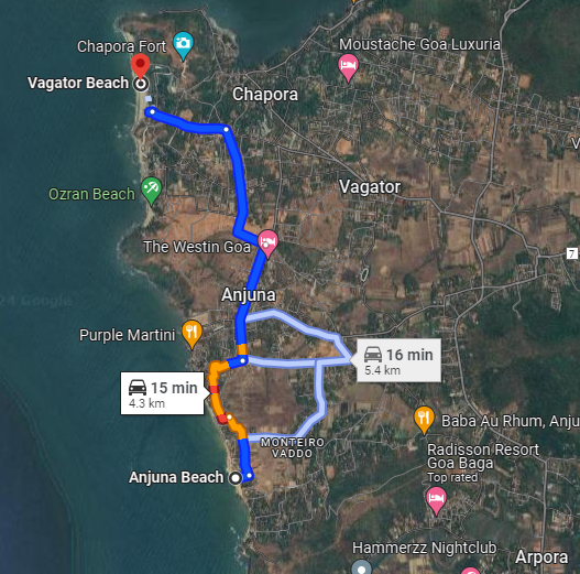 Anjuna to Vagator Anjuna to Vagator