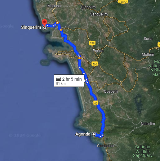 Agonda to Sinquerim Agonda to Sinquerim