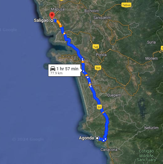 Agonda to Saligao