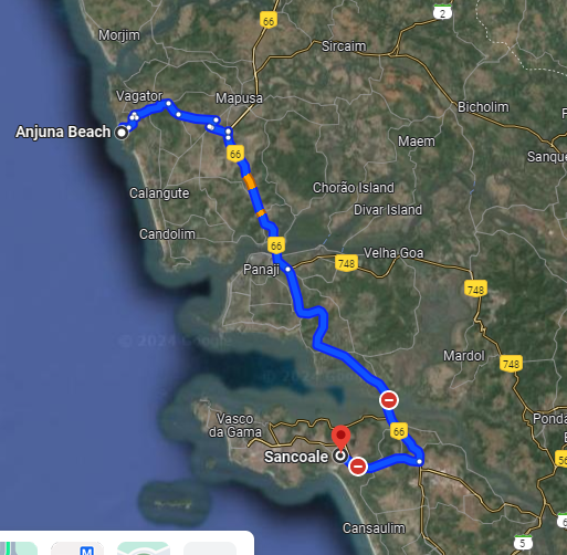 Anjuna to Sancoale