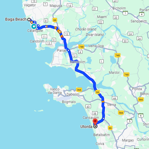 Baga to Utorda Route Baga to Utorda Route