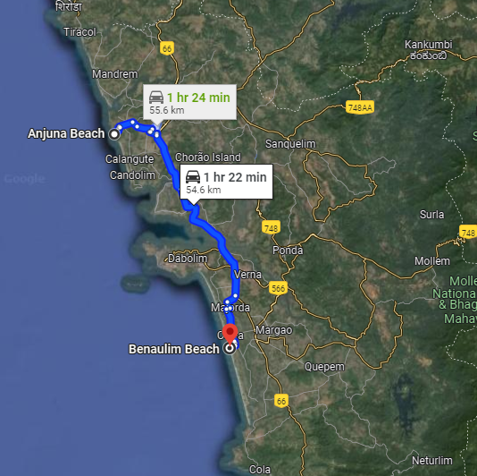 Anjuna to Benaulim Anjuna to Benaulim