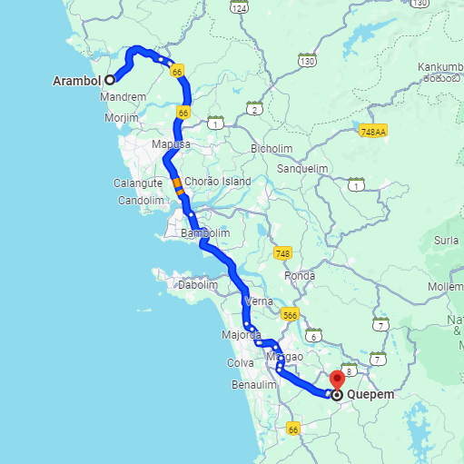 Arambol to Quepem Arambol to Quepem