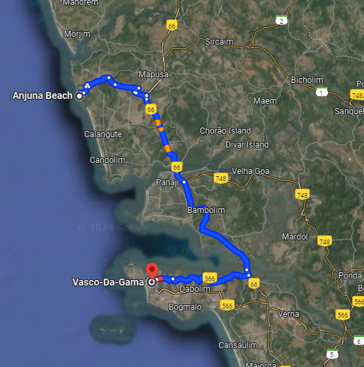 Anjuna to Vasco Station Anjuna to Vasco Station