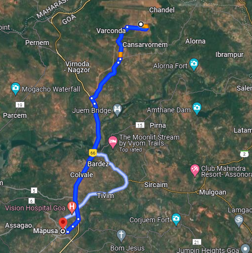 Mapusa to Mopa Route Mapusa to Mopa Route