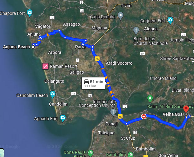 Anjuna to Old Goa Anjuna to Old Goa
