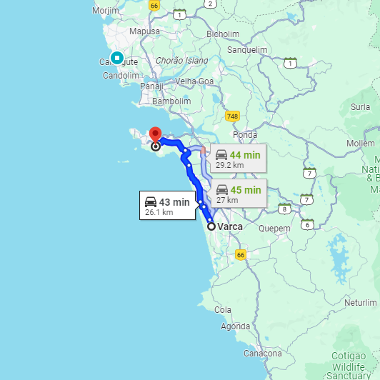 Varca to Dabolim Airport Route Varca to Dabolim Airport Route