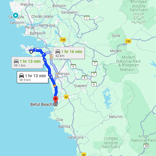 Dabolim Airport to Betul Route Dabolim Airport to Betul Route