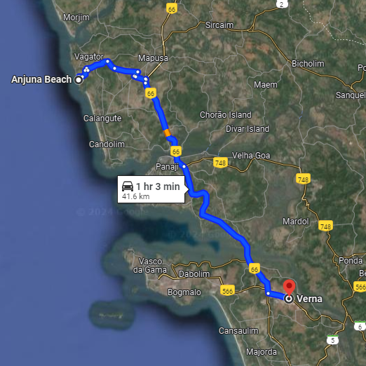 Anjuna to Verna Anjuna to Verna