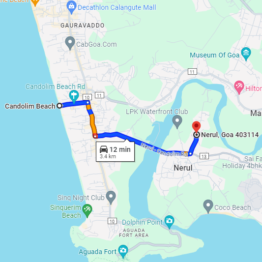 Candolim to Nerul Route Candolim to Nerul Route