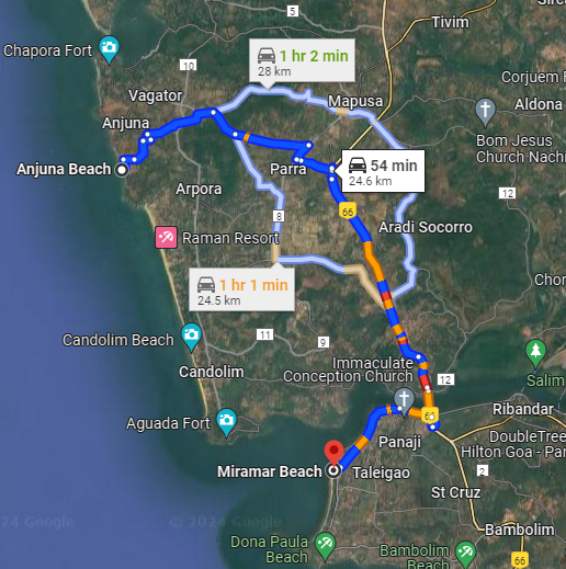 Anjuna to Miramar Anjuna to Miramar