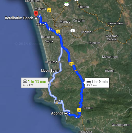 Agonda to Betalbetim Agonda to Betalbetim