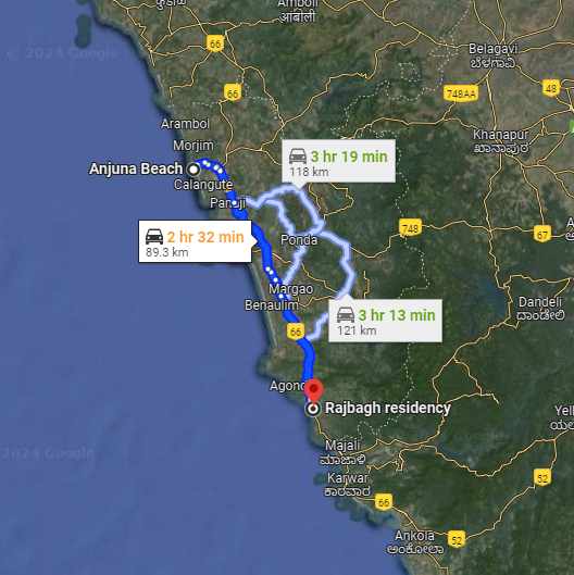 Anjuna to Raj Bagh Anjuna to Raj Bagh