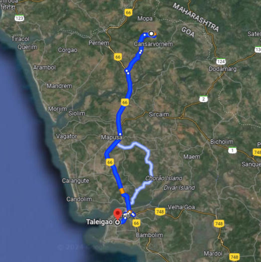 Taligao to Mopa Route