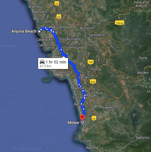 Anjuna to Mobor Anjuna to Mobor