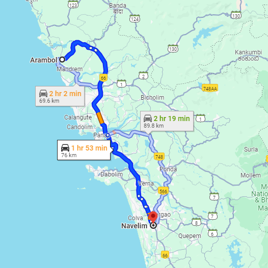 Arambol to Navelim Arambol to Navelim