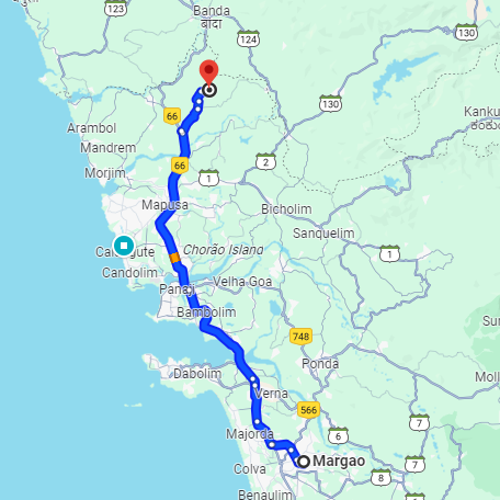 Madgaon to Mopa Airport Route