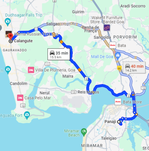 Panjim to Calangute Goa Panjim to Calangute Goa