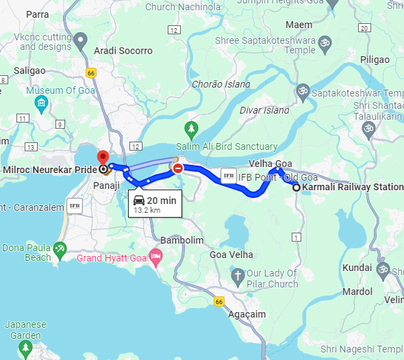 Karmali to Milrock Ribandar Route