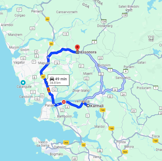 Karmali to Asnoda Route