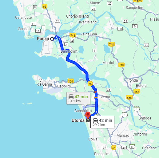 Panjim to Utorda Panjim to Utorda