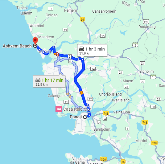 Panjim to Ashwem Panjim to Ashwem