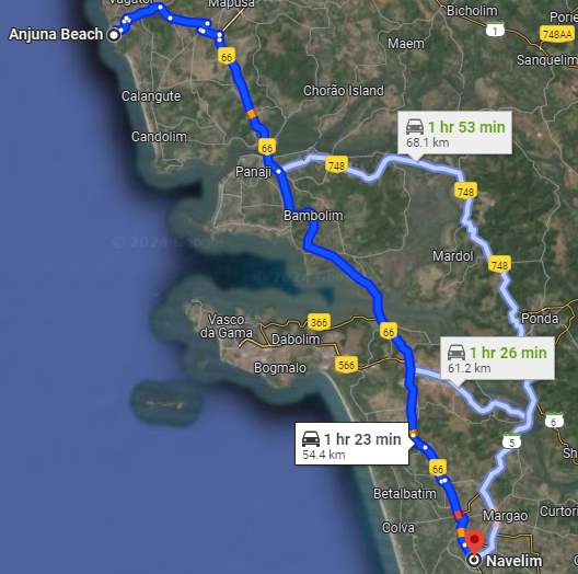 Anjuna to Navelim Anjuna to Navelim
