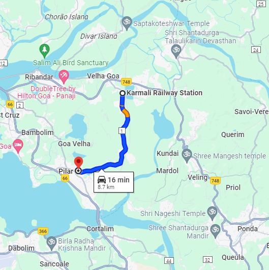 Karmali to Pilar Route Karmali to Pilar Route