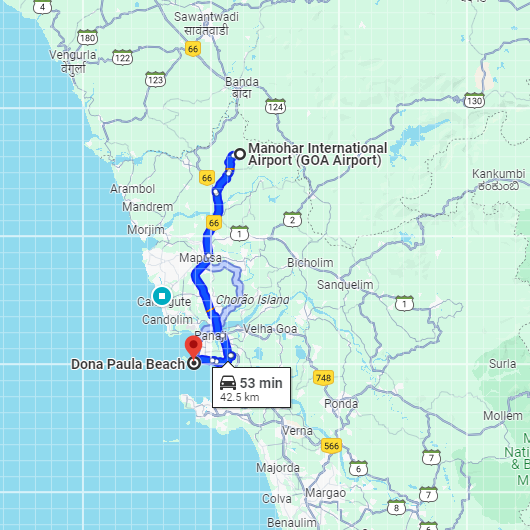 Mopa Airport to Dona Paula Route Mopa Airport to Dona Paula Route