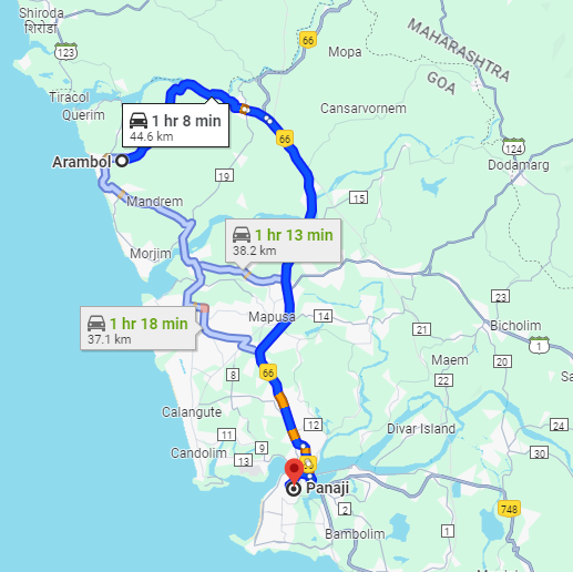 Arambol to Panjim Arambol to Panjim