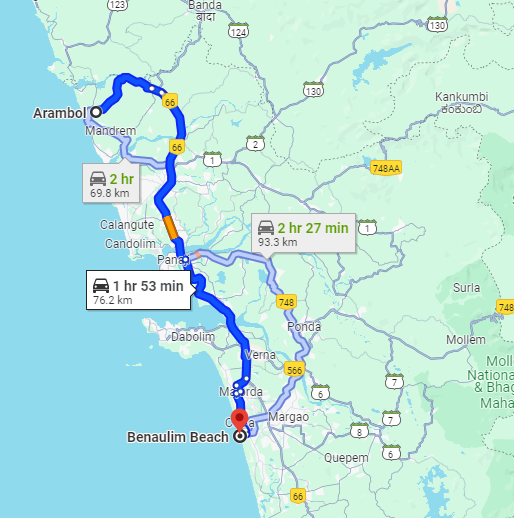 Arambol to Benaulim