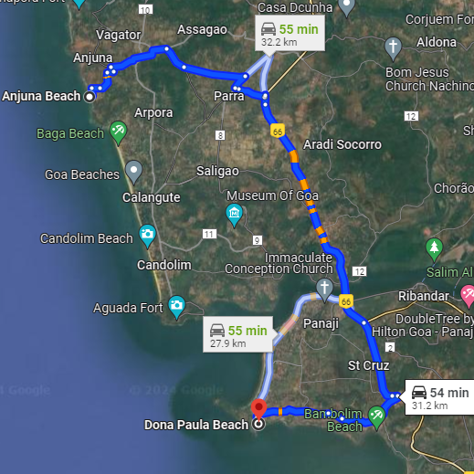 Anjuna to Dona Paula Anjuna to Dona Paula