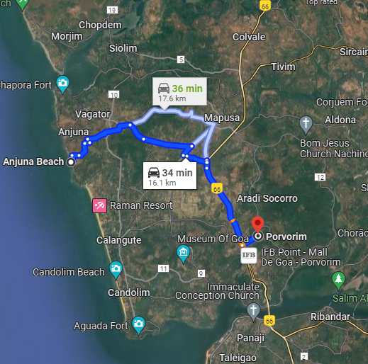 Anjuna to Porvorim