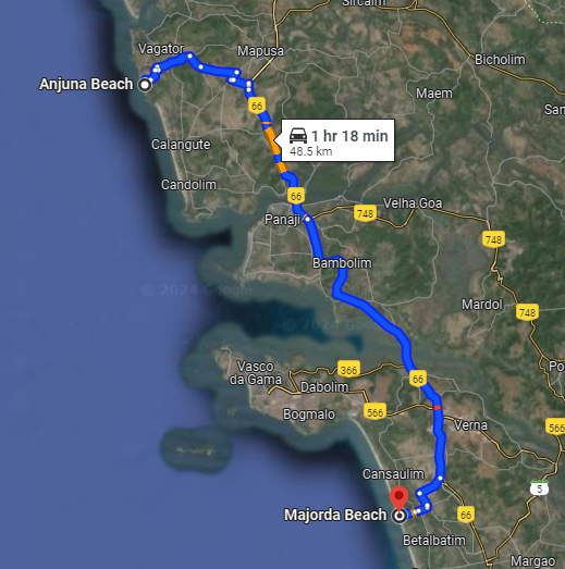 Anjuna to Majorda