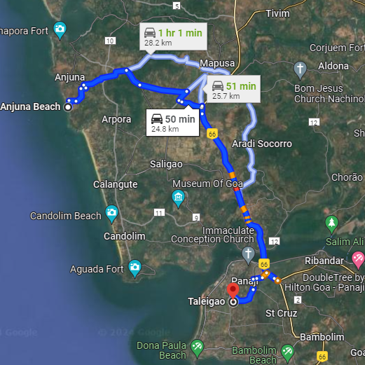Anjuna to Taligao Anjuna to Taligao
