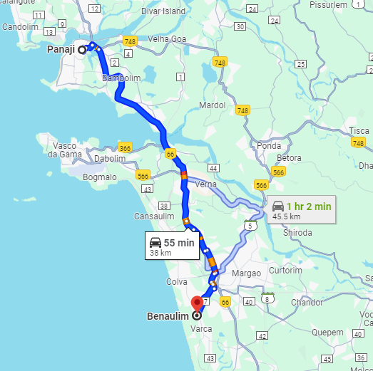Panjim to Benaulim Panjim to Benaulim