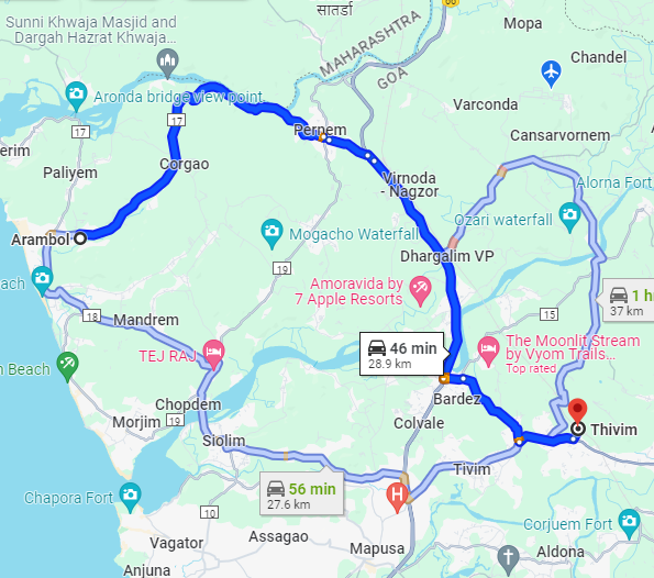 Arambol to Thivim Station Arambol to Thivim Station