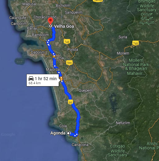Agonda to Old Goa Agonda to Old Goa