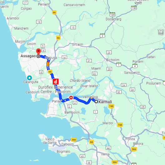 Karmali t To Assagao Route