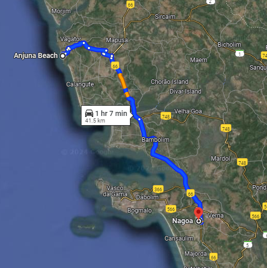 Anjuna to Nagoa Anjuna to Nagoa