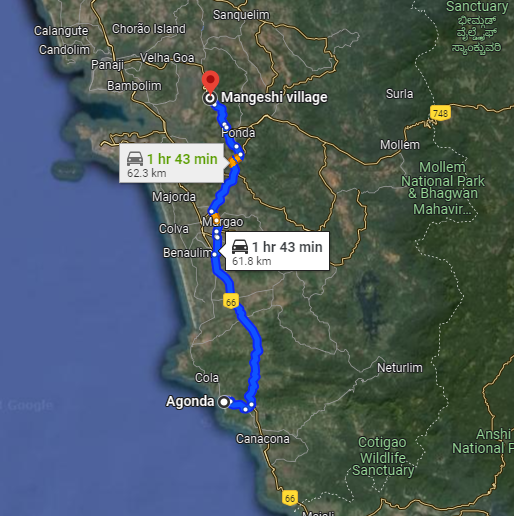 Agonda to Mangueshi