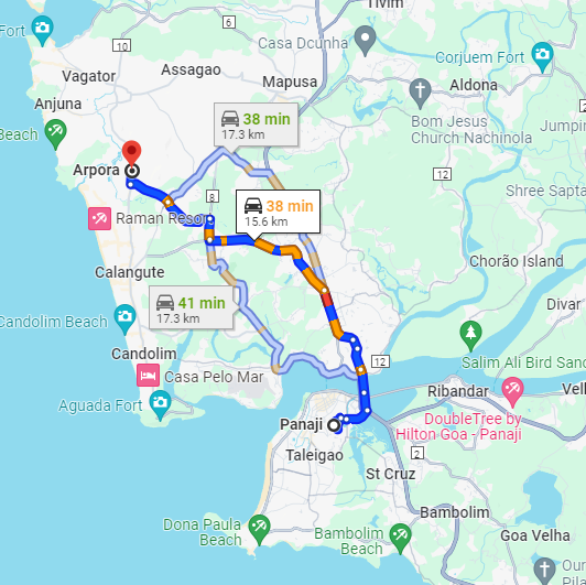 Panjim to Arpora Panjim to Arpora